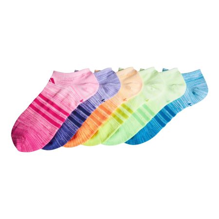 adidas Girls' Superlite Rainbow No Show Socks - 6 Pk