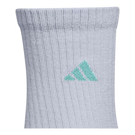 adidas Girls' 3-Stripe 3.0 Cushioned Crew Socks - 6 Pack