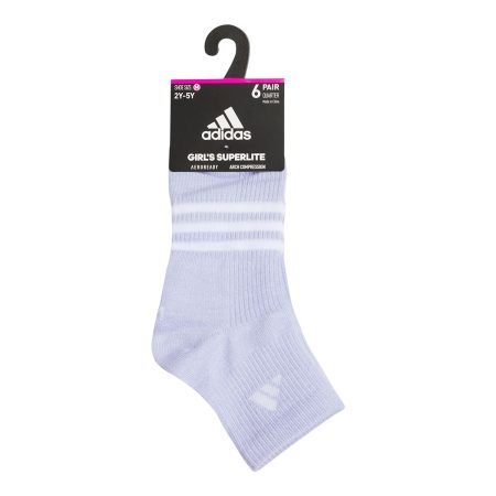 adidas Girls' Superlite 3.0 Quarter Socks - 6 Pack