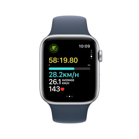 Apple Watch SE (GPS) 44mm Silver with Winter Blue Sport Band M/L