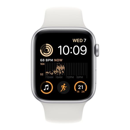 Apple Watch SE 2nd Gen (GPS) 44mm Silver with White Sport Band