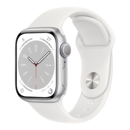 Apple Watch Series 8 (GPS) 41mm Silver with White Sport Band