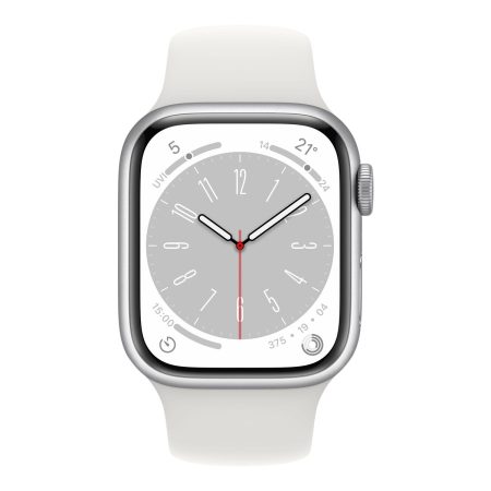 Apple Watch Series 8 (GPS) 41mm Silver with White Sport Band