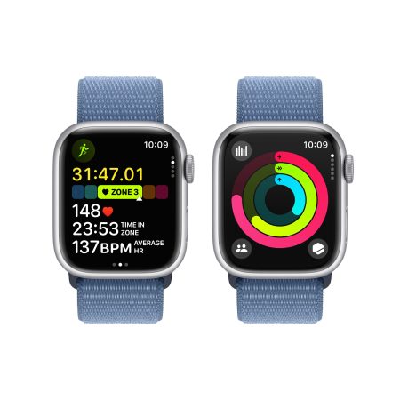 Apple Watch Series 9 (GPS) 41mm with Silver/Winter Blue Sport Loop