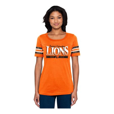 BC Lions New Era Women's Stripe Sleeve Yoke T Shirt