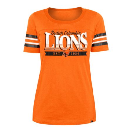 BC Lions New Era Women's Stripe Sleeve Yoke T Shirt