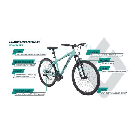 Diamondback Moonraker 27.5" Mountain Bike, 18 Speed, Aluminum Frame, V-Brakes, Hardtail