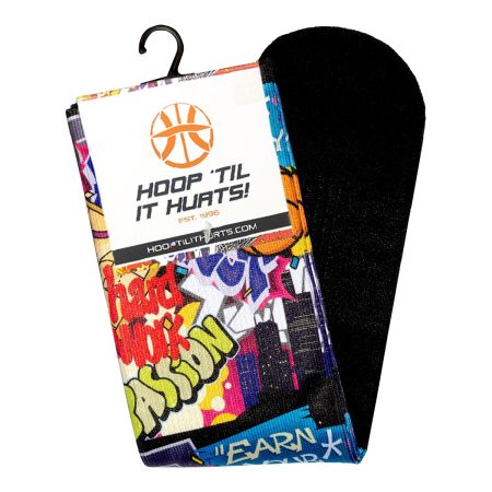 Hoop 'Til It Hurts Youth Basketball Graffiti Crew Socks