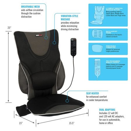 ObusForme Backrest Support Massage Cushion with Heat