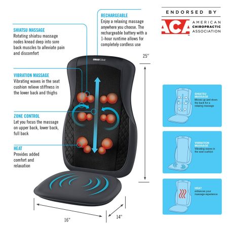 ObusForme Cordless Shiatsu Massage Cushion with Heat