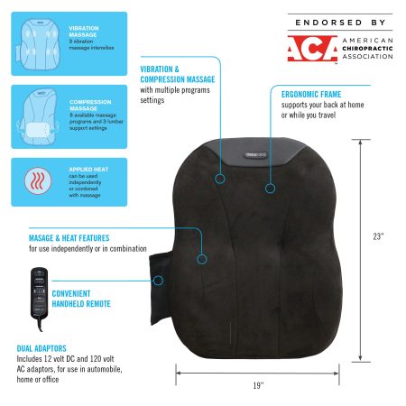 ObusForme Vibration and Air Compression Heated Back Cushion