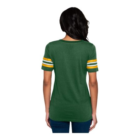 Edmonton Elks New Era Women's Stripe Sleeve Yoke T Shirt