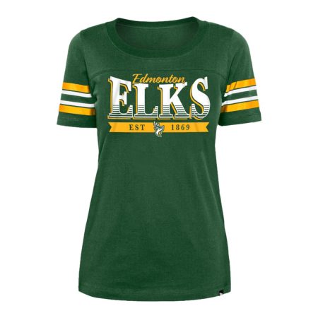 Edmonton Elks New Era Women's Stripe Sleeve Yoke T Shirt