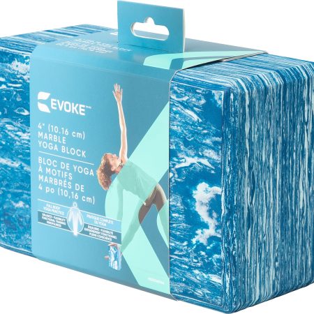 EVOKE Marble Pattern Yoga Block, 4 Inch