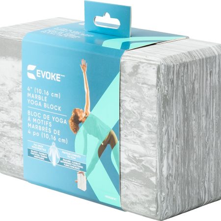 EVOKE Marble Pattern Yoga Block, 4 Inch