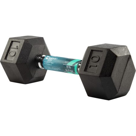 Evoke 10 lb Rubber Hex Dumbbell, Weight, Home Gym