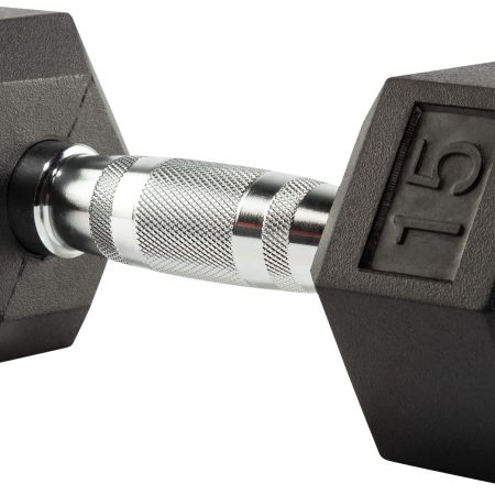 Evoke 15 lb Rubber Hex Dumbbell, Weight, Home Gym