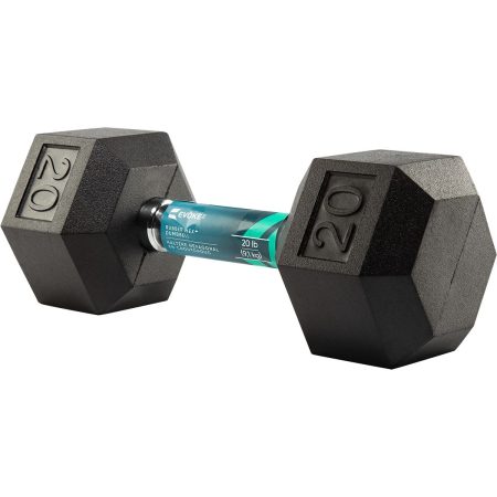 Evoke 20 lb Rubber Hex Dumbbell, Weight, Home Gym