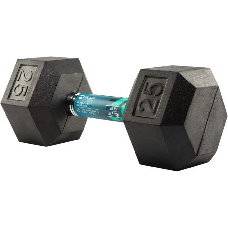 Evoke 25 lb Rubber Hex Dumbbell, Weight, Home Gym