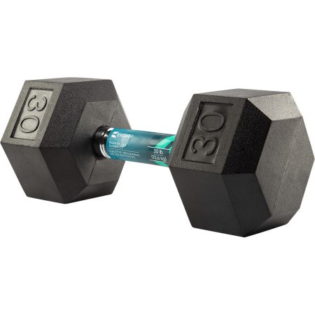 Evoke 30 lb Rubber Hex Dumbbell, Weight, Home Gym