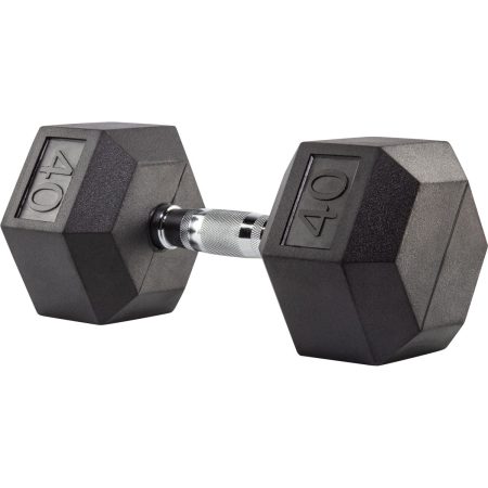 Evoke 40 lb Rubber Hex Dumbbell, Weight, Home Gym