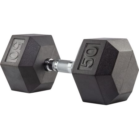 Evoke 50 lb Rubber Hex Dumbbell, Weight, Home Gym