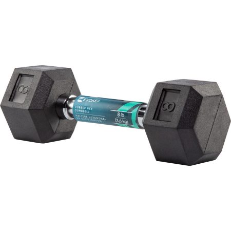 Evoke 8 lb Rubber Hex Dumbbell, Weight, Home Gym