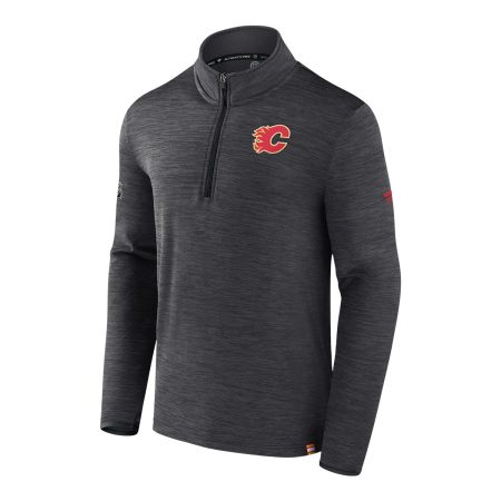 Calgary Flames Fanatics Authentic Pro Rink Low 1/4 Zip Long Sleeve Top