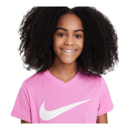 Nike Girls' Dri-FIT V Neck Swoosh T Shirt