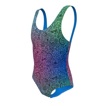 Nike Girls' Doodle Print U-Back One Piece Swimsuit