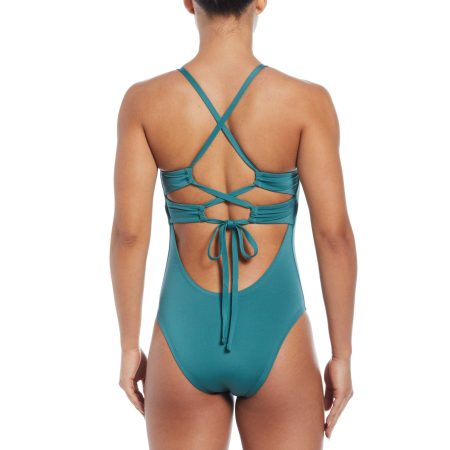 Nike Women's Lace Up Back One Piece Swimsuit