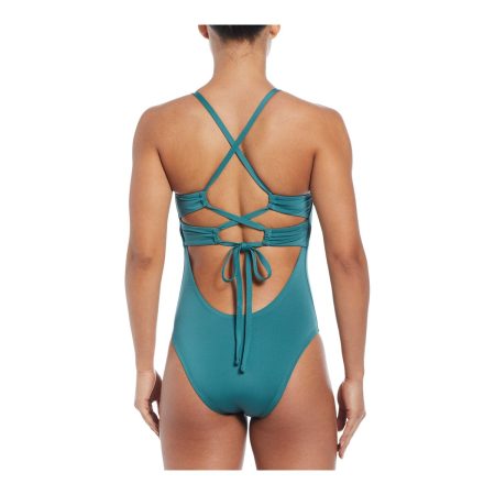 Nike Women's Lace Up Back One Piece Swimsuit