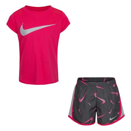 Nike Toddler Girls' 4-6X 3D Swoosh All Over Print Tempo Shorts Set