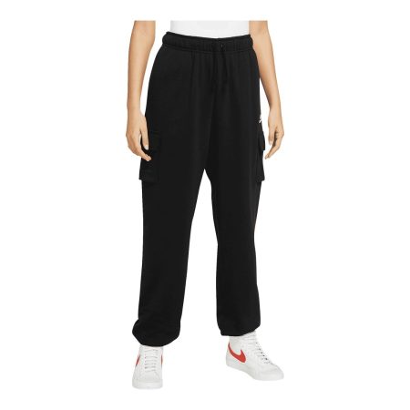 Nike Women's Club Fleece Cargo Jogger Pants, Casual, Lounge, Mid Rise