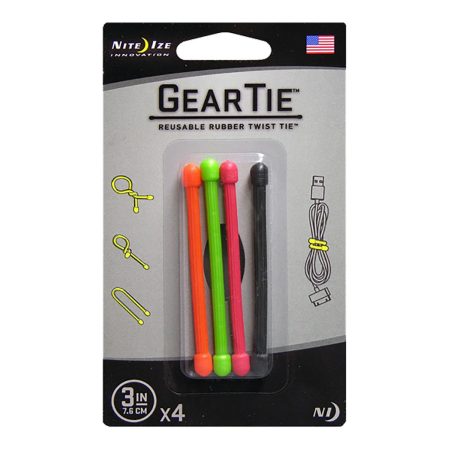 NiteIze Gear Tie 3 in. - 4 Pack