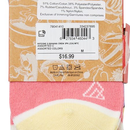 Ripzone Girls' Flamingo Crew Socks - 3 Pack