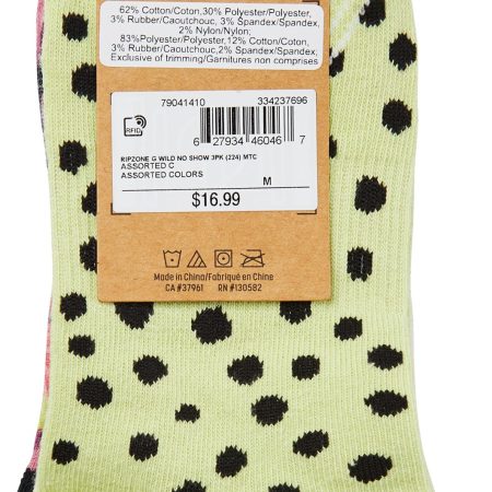 Ripzone Girls' Wild No Show Socks - 3 Pack