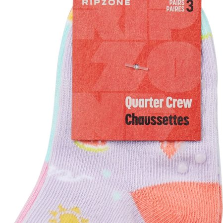 Ripzone Girls' Toddler Quarter Crew Socks - 3 Pack