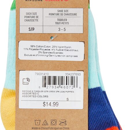 Ripzone Toddler Boys' Quarter Crew Socks - 3 Pack