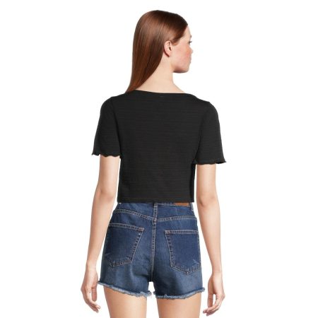 Roxy Women's Uncomplicated Mind Button Front Cropped T-Shirt