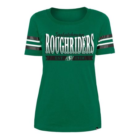 Saskatchewan Roughriders New Era Women's Stripe Sleeve Yoke T Shirt