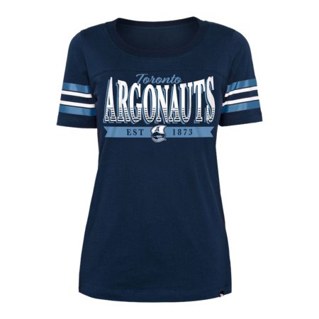 Toronto Argonauts New Era Women's Stripe Sleeve Yoke T Shirt