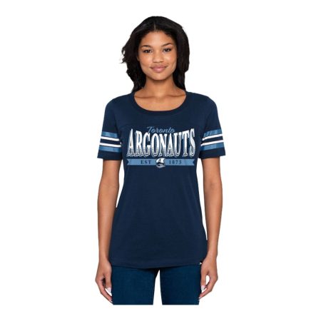 Toronto Argonauts New Era Women's Stripe Sleeve Yoke T Shirt