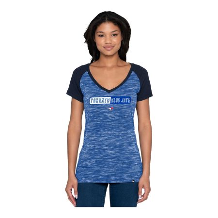 Toronto Blue Jays New Era Women's Space Dye V-Neck T Shirt