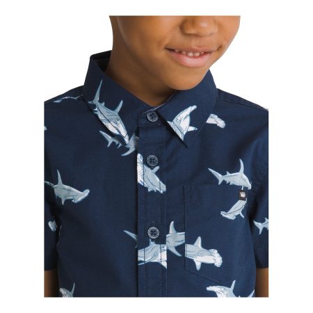 Vans Toddler Boys' 2-7 Shark Fin Woven Button Up T Shirt