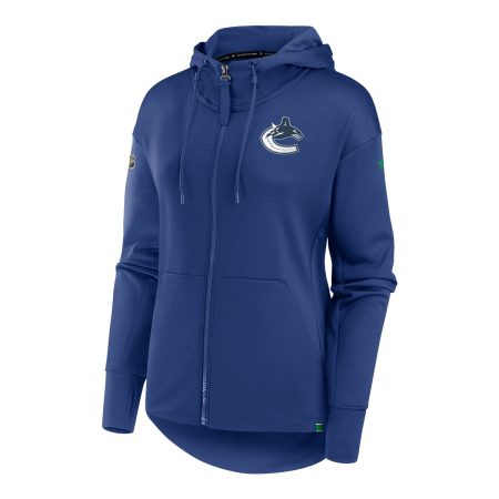 Vancouver Canucks Fanatics Women's Authentic Pro Rink Fleece Full Zip Hoodie Blue