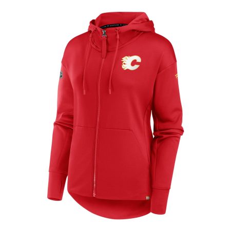 Calgary Flames Fanatics Women's Authentic Pro Rink Fleece Full Zip Hoodie