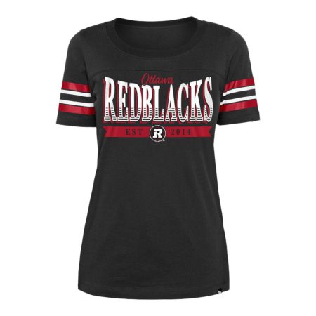 Ottawa Redblacks New Era Women's Stripe Sleeve Yoke T Shirt