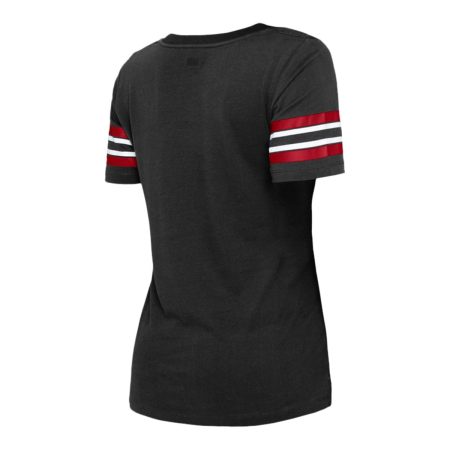 Ottawa Redblacks New Era Women's Stripe Sleeve Yoke T Shirt