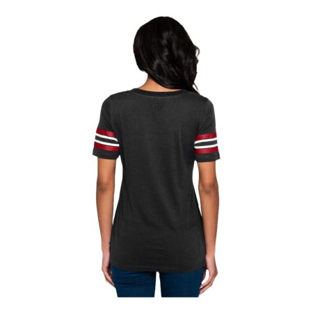 Ottawa Redblacks New Era Women's Stripe Sleeve Yoke T Shirt